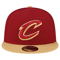 Men's New Era Wine/Gold Cleveland Cavaliers Official Team Color 2Tone 9FIFTY Snapback Hat