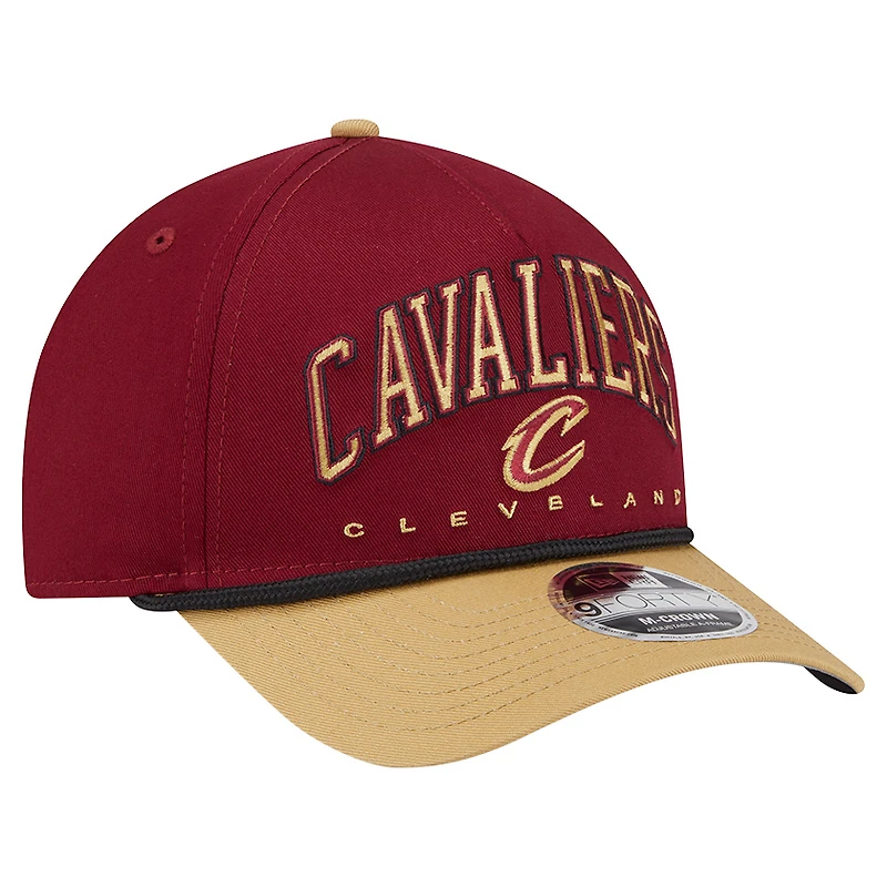 Casquette ajustable New Era 9FORTY A-Frame M-Crown pour homme, couleur vin, Cleveland Cavaliers