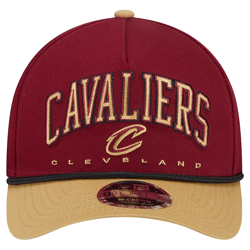 Men's New Era  Wine Cleveland Cavaliers Bold Arch COOLERA 9FORTY A-Frame M-Crown Adjustable Hat