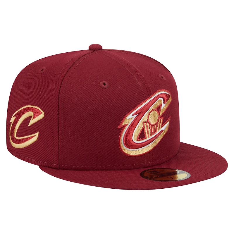 Casquette ajustée New Era 59FIFTY Cleveland Cavaliers Deceptor pour homme, couleur vin