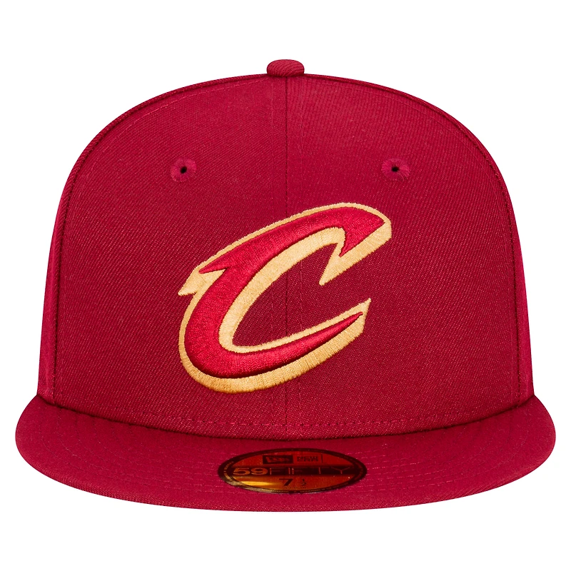 Casquette ajustée New Era Cleveland Cavaliers Team 59FIFTY pour homme, couleur vin