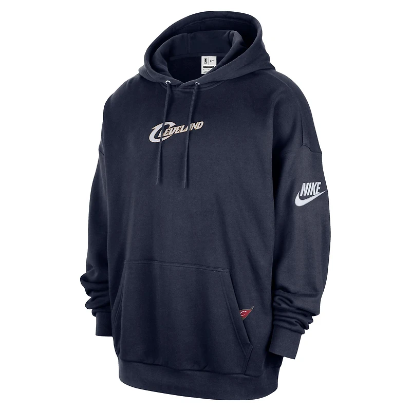 Sweat à capuche Nike bleu marine Cleveland Cavaliers Classic Edition Hardwood Classics Premium Club en molleton épais pour homme