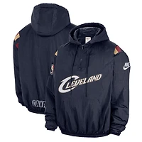 Coupe-vent à capuche demi-zip Nike Cleveland Cavaliers Hardwood Classics Therma-FIT bleu marine pour homme