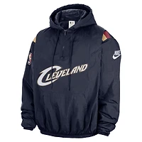 Men's Nike Navy Cleveland Cavaliers Hardwood Classics Therma-FIT Half-Zip Hooded Windbreaker