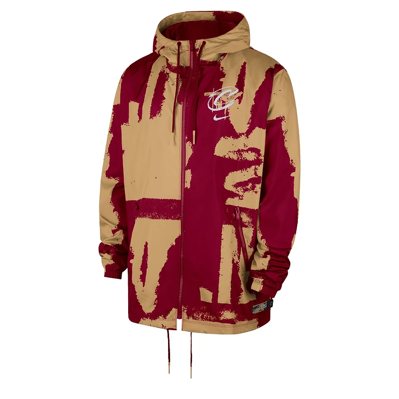 Men's Nike  Wine/Gold Cleveland Cavaliers Courtside Club Premium Woven Full-Zip Hooded Jacket
