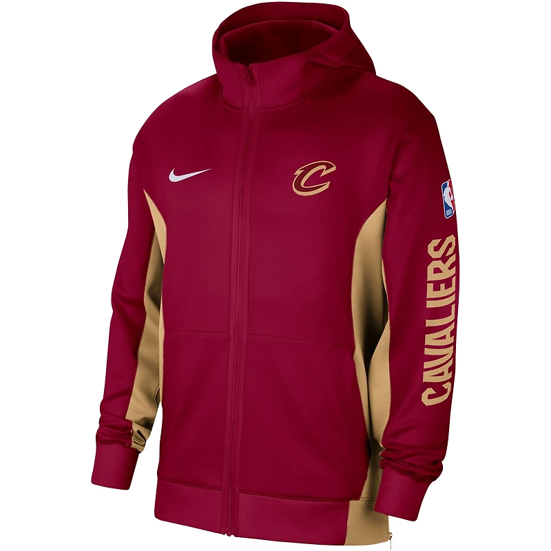 Sweat à capuche entièrement zippé Nike Wine Cleveland Cavaliers 2023/24 Authentic Showtime pour homme