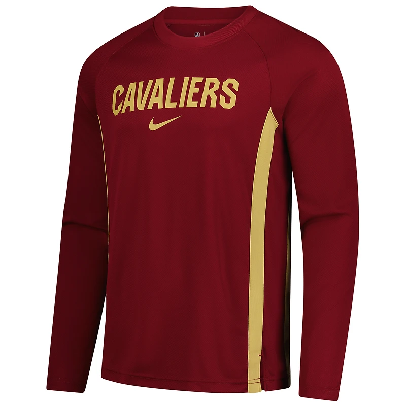Men's Nike Wine Cleveland Cavaliers 2025/26 Authentic Pre-Game Legend Dri-FIT Long Sleeve Shooting Shirt