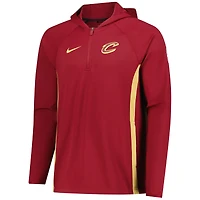 Men's Nike  Wine Cleveland Cavaliers Authentic On Court Zone Quarter-Zip Dri-FIT Hoodie Jacket