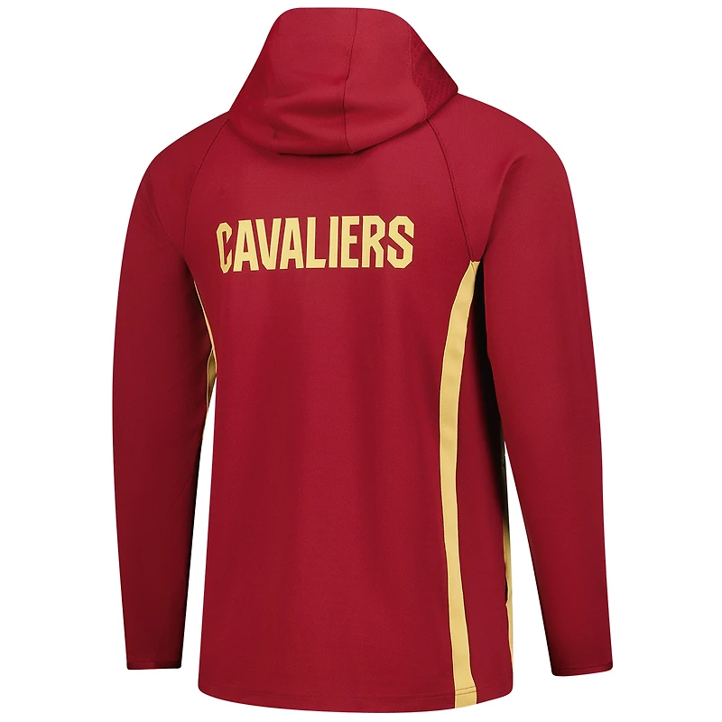 Men's Nike  Wine Cleveland Cavaliers Authentic On Court Zone Quarter-Zip Dri-FIT Hoodie Jacket