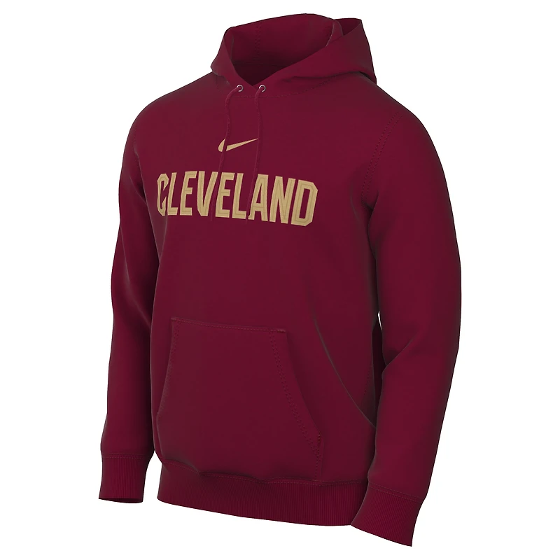 Men's Nike Wine Cleveland Cavaliers Sportswear Essential Wordmark Club Hoodie