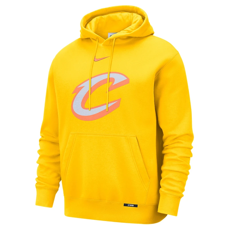 Sweat à capuche Nike jaune Cleveland Cavaliers 2025/26 City Edition Essential Logo Remix pour homme