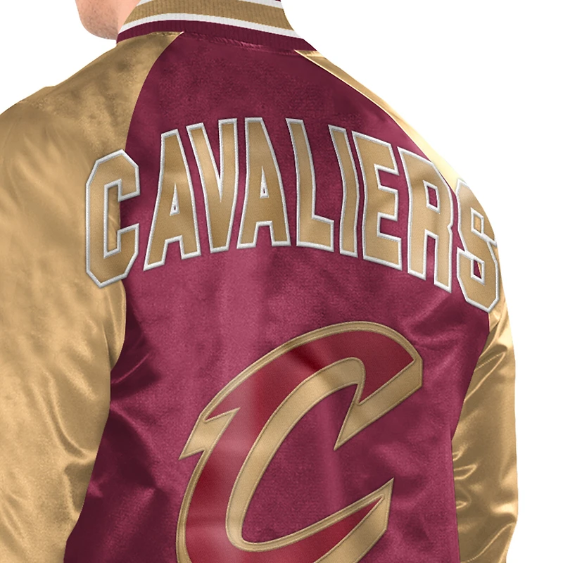 Men's Starter  Wine/Gold Cleveland Cavaliers Inductee Raglan Full-Snap Varsity Jacket