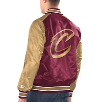 Veste universitaire à bouton-pression en satin pour hommes Starter Wine/Gold Cleveland Cavaliers Renegade