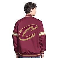 Men's Starter Wine/Gold Cleveland Cavaliers Scout Full Snap Varsity Jacket