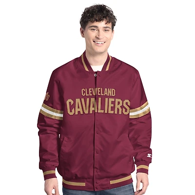 Veste universitaire à boutons-pression complète Cleveland Cavaliers Scout Starter pour homme, couleur vin/or