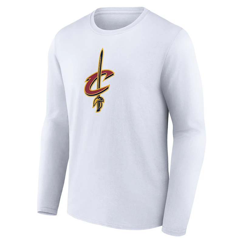 Men's  White Cleveland Cavaliers Primary Logo Long Sleeve T-Shirt
