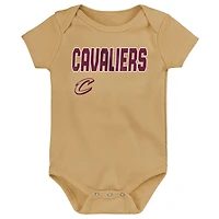 Newborn Outerstuff Cleveland Cavaliers Three-Pack Littlest Player Bodysuit Set