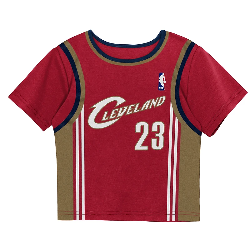 Preschool Mitchell & Ness LeBron James Wine Cleveland Cavaliers Play by Place Two-Pack T-Shirt Shorts Set