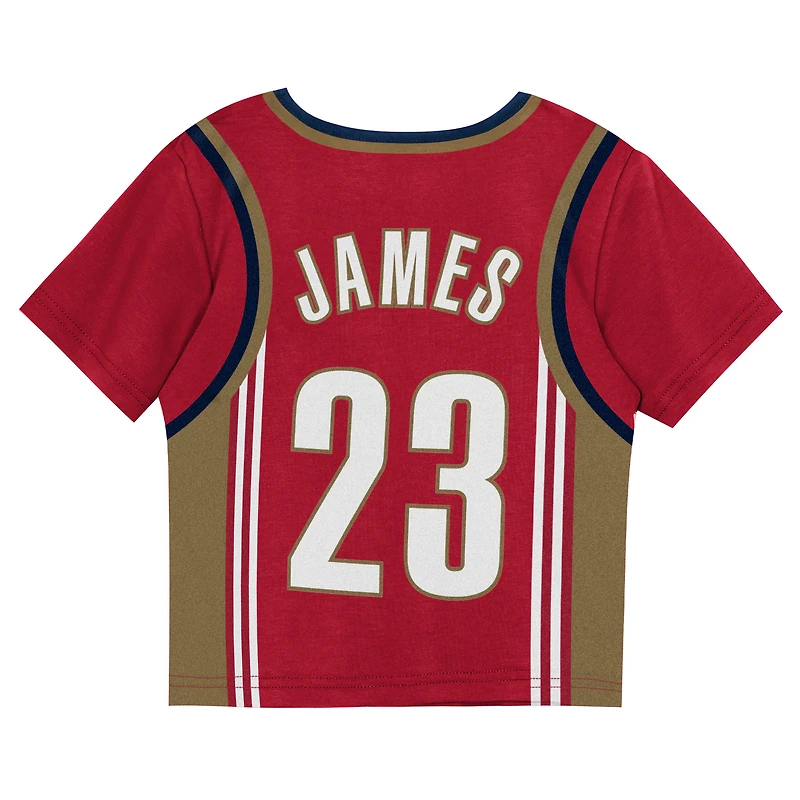 Preschool Mitchell & Ness LeBron James Wine Cleveland Cavaliers Play by Place Two-Pack T-Shirt Shorts Set