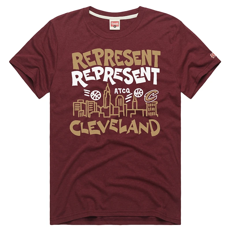 Unisex Homage  Wine Cleveland Cavaliers A Tribe Called Quest x NBA Represent Tri-Blend T-Shirt