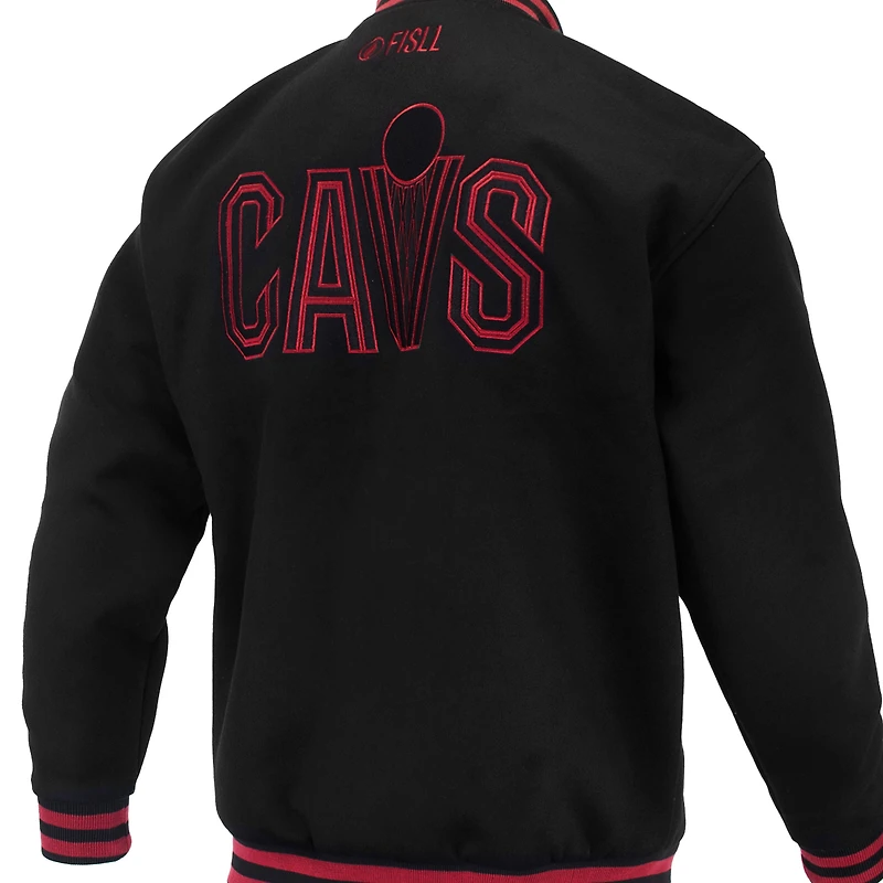 Veste universitaire unisexe FISLL noire à boutons-pression Logoman Shadow Collection des Cleveland Cavaliers