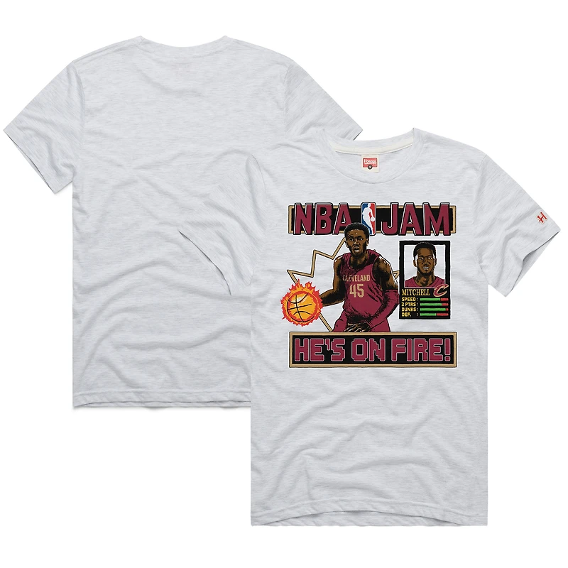 Unisex Homage Donovan Mitchell Ash Cleveland Cavaliers NBA Jam Tri-Blend T-Shirt
