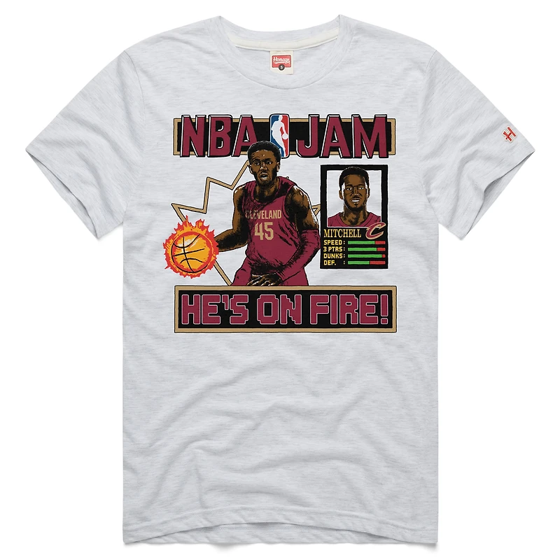 Unisex Homage Donovan Mitchell Ash Cleveland Cavaliers NBA Jam Tri-Blend T-Shirt