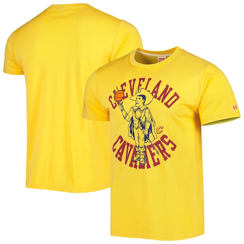 Unisex Homage Gold Cleveland Cavaliers Team Mascot Tri-Blend T-Shirt