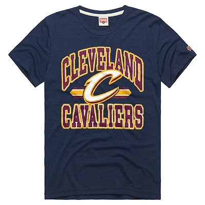 Unisex Homage  Navy Cleveland Cavaliers Stripes Tri-Blend T-Shirt