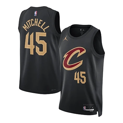 Maillot unisexe Jordan Brand Donovan Mitchell noir Cleveland Cavaliers Swingman - Édition Statement