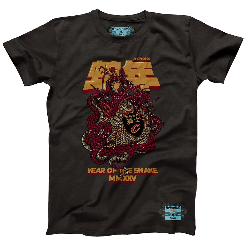 T-shirt unisexe NBALab x Hyperfly Heather Black Cleveland Cavaliers Collection Année du serpent Nouvel An lunaire