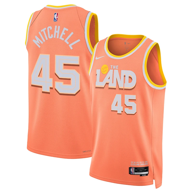 Maillot Swingman Nike unisexe Donovan Mitchell orange Cleveland Cavaliers 2025/26 - Édition City