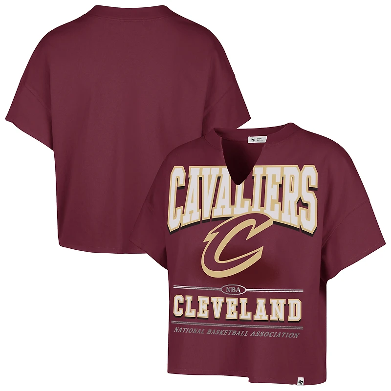 T-shirt oversize à col cranté Cleveland Cavaliers Elation pour femme, couleur vin '47