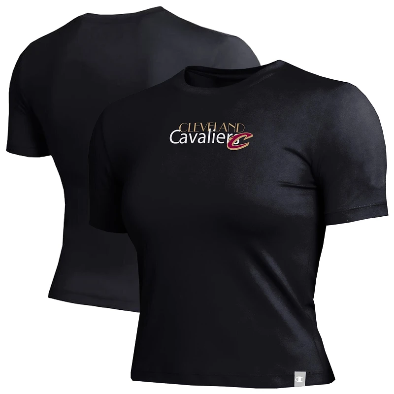 Women's Champion Black Cleveland Cavaliers Soft Touch Fitted Cropped T-Shirt