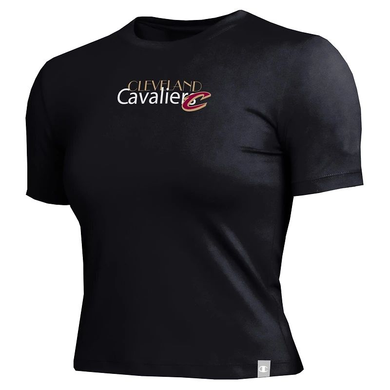Women's Champion Black Cleveland Cavaliers Soft Touch Fitted Cropped T-Shirt