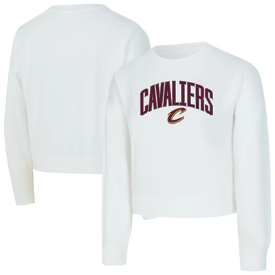 Women's Concepts Sport  White Cleveland Cavaliers Laney Chenille Cropped Long Sleeve T-Shirt