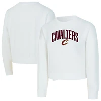 Women's Concepts Sport  White Cleveland Cavaliers Laney Chenille Cropped Long Sleeve T-Shirt