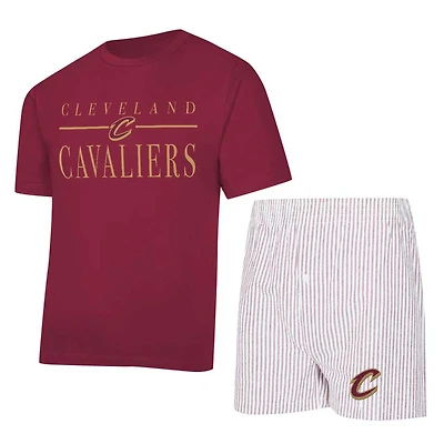 Ensemble pyjama t-shirt et short Copeland Cleveland Cavaliers pour femme, coloris bordeaux/blanc