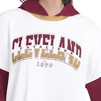 Women's G-III 4Her by Carl Banks  White/Wine Cleveland Cavaliers Key Player Oversized Hooded Long Sleeve T-Shirt
