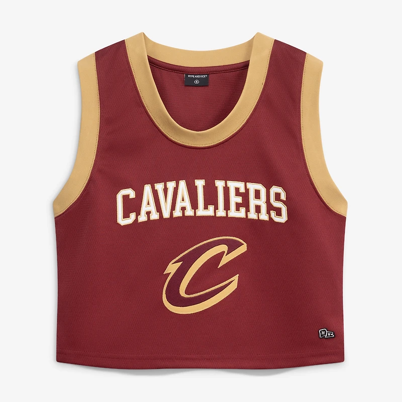Women's Hype and Vice Wine Cleveland Cavaliers Cropped Basketball Scoop Neck Tank Top