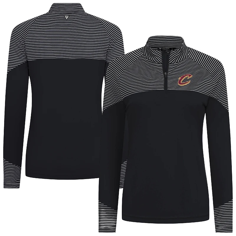 Women's Levelwear Black Cleveland Cavaliers Classic Stripes Quarter-Zip Top