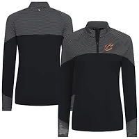 Women's Levelwear Black Cleveland Cavaliers Classic Stripes Quarter-Zip Top