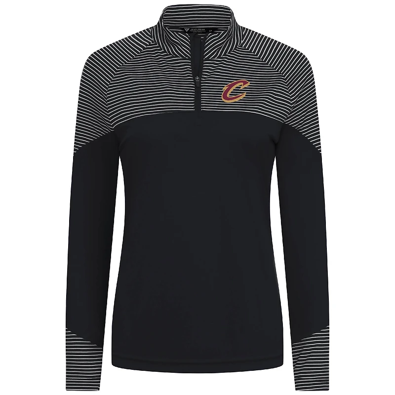 Women's Levelwear Black Cleveland Cavaliers Classic Stripes Quarter-Zip Top