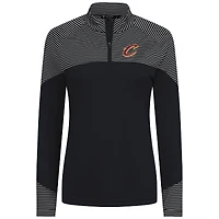 Women's Levelwear Black Cleveland Cavaliers Classic Stripes Quarter-Zip Top
