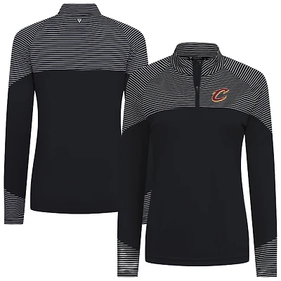 Haut à glissière quart de tour noir rayures classiques des Cleveland Cavaliers pour femme Levelwear