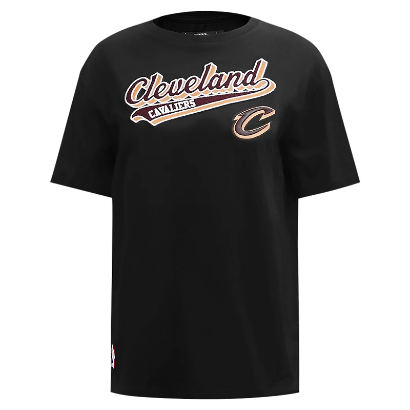 Women's Pro Standard Black Cleveland Cavaliers Script Boyfriend T-Shirt