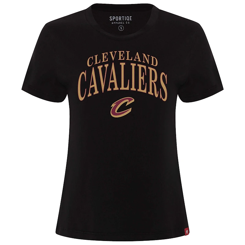 Women's Sportiqe Black Cleveland Cavaliers Arcadia Boxy T-Shirt