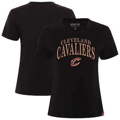 T-shirt Sportiqe noir pour femme, coupe boxy, Cleveland Cavaliers, Arcadia