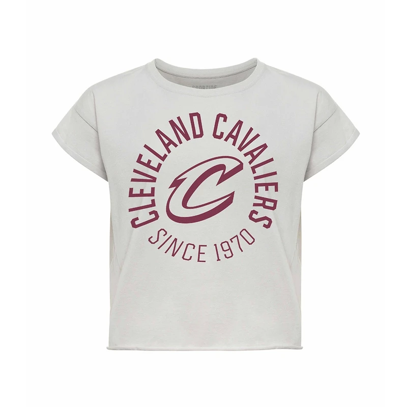Women's Sportiqe Gray Cleveland Cavaliers Cropped Genuine Issue Collection Alana T-Shirt