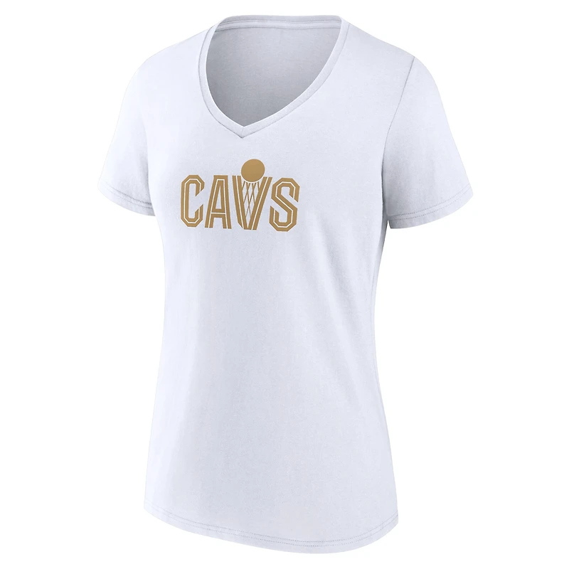 Women's White Cleveland Cavaliers Wordmark Home V-Neck T-Shirt